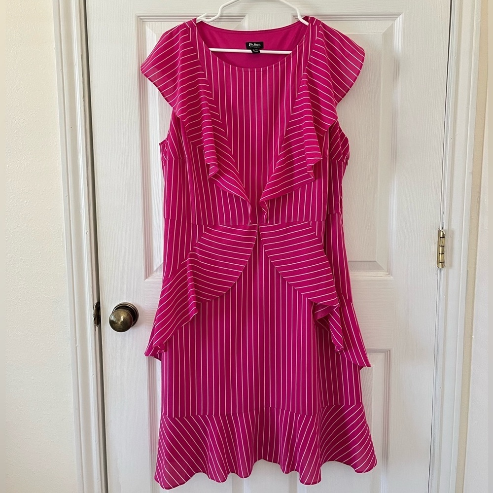 Du Jour Fuchsia Striped Asymmetrical Dress